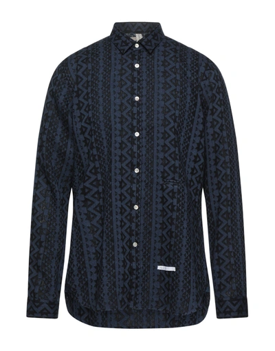 Shop Dnl Man Shirt Midnight Blue Size 15 ¾ Viscose, Wool, Polyamide, Cotton