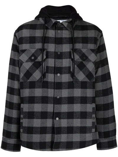 Shop Off-white Arrow Padded Flannel Shirt Grey