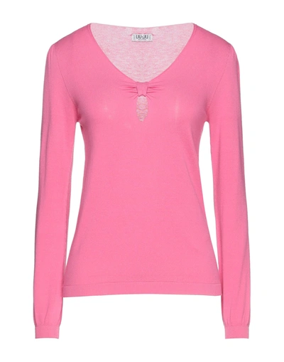 Shop Liu •jo Woman Sweater Fuchsia Size L Viscose, Polyester In Pink