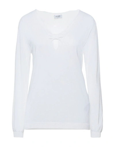 Shop Liu •jo Woman Sweater White Size Xl Viscose, Polyester
