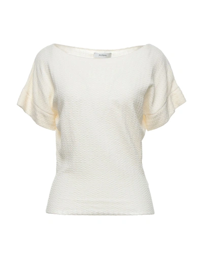 Shop Alpha Studio Woman Sweater Ivory Size 10 Viscose, Cotton In White