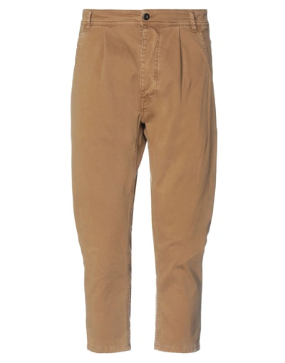 Shop Novemb3r Man Pants Camel Size 31 Cotton, Elastane In Beige
