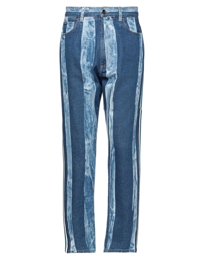 Shop Dolce & Gabbana Man Jeans Blue Size 38 Cotton, Elastane, Bovine Leather