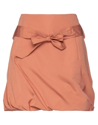 Shop Ferragamo Woman Mini Skirt Tan Size 8 Cotton In Brown
