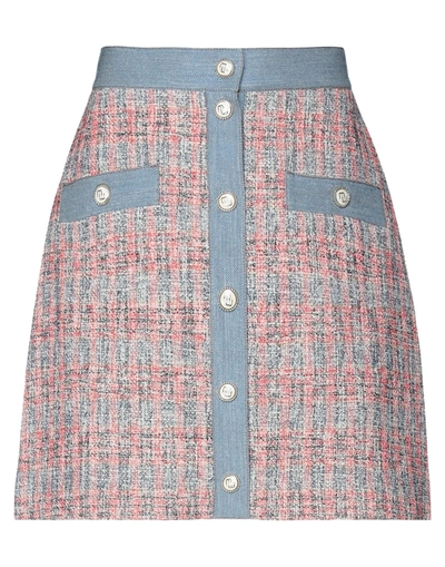 Maje Jenise Button-embellished Organic Cotton-blend Tweed Mini Skirt In Coral