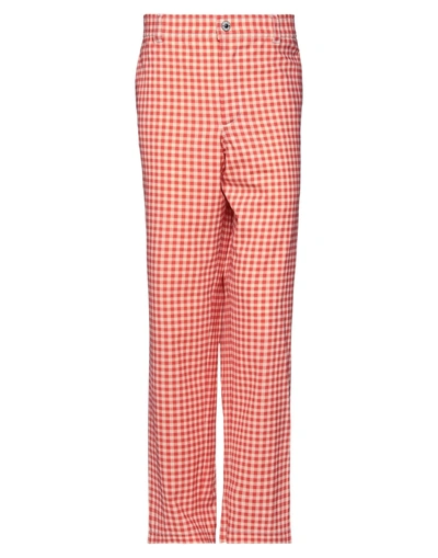 Shop Burberry Man Pants Red Size 36 Wool, Elastane