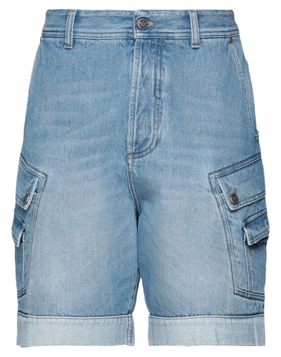 Shop Balmain Man Denim Shorts Blue Size 32 Cotton