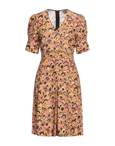 Shop Attic And Barn Woman Mini Dress Apricot Size 8 Viscose, Linen In Orange