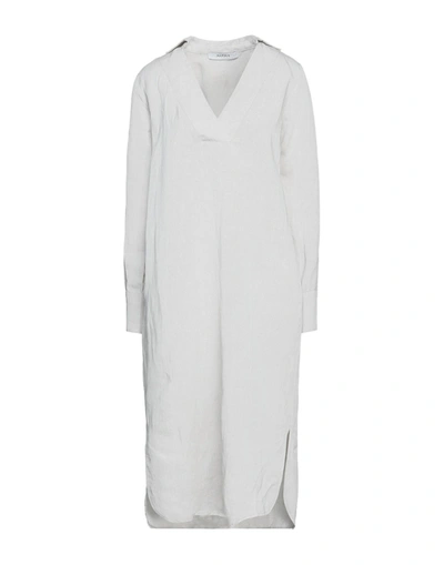 Shop Alpha Studio Woman Midi Dress Light Grey Size 6 Linen, Viscose