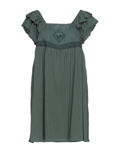 Shop Ba&sh Ba & Sh Woman Mini Dress Dark Green Size 0 Cotton