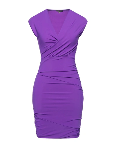 Shop Maje Woman Mini Dress Purple Size 6 Polyamide, Elastane