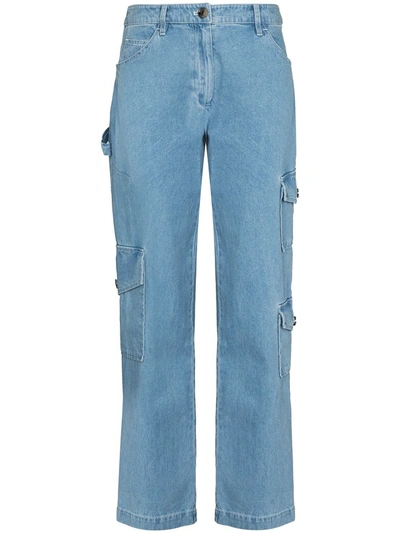 Shop Staud Easton Wide-leg Jeans In Blue