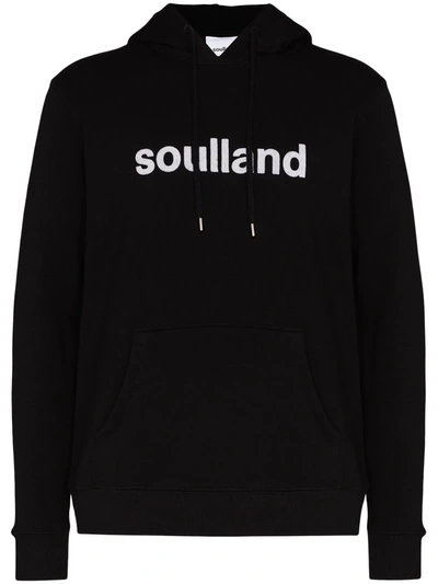 Shop Soulland Goodie Logo-print Cotton Hoodie In Black
