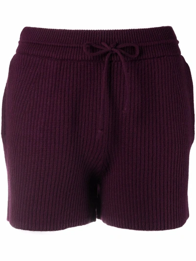 Helmut Lang Ribbed-knit Tie-waist Shorts In Purple
