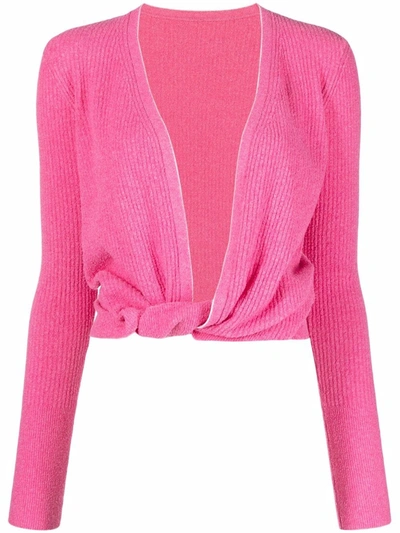 Shop Jacquemus Le Gilet Noue Twist-front Cardigan In Pink