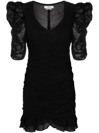 Shop Isabel Marant Étoile Sireny Puff-sleeve Mini Dress In Black