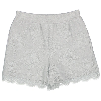 Shop Burberry Light Pebble Grey Lace And Cotton Shorts