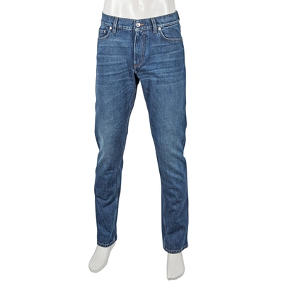 Shop Burberry Straight Fit Indigo Denim Jeans, Waist Size 28r In Blue,purple