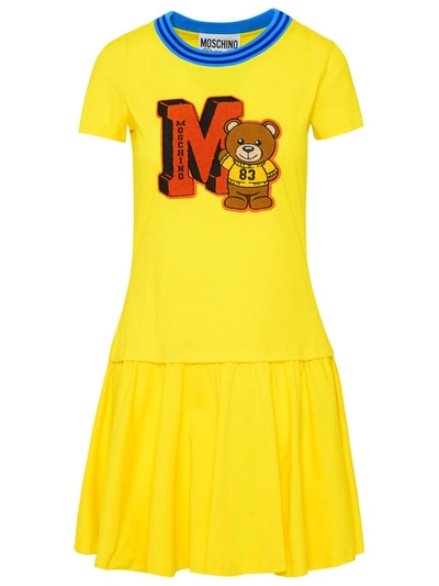 Shop Moschino Yellow Cotton Dress
