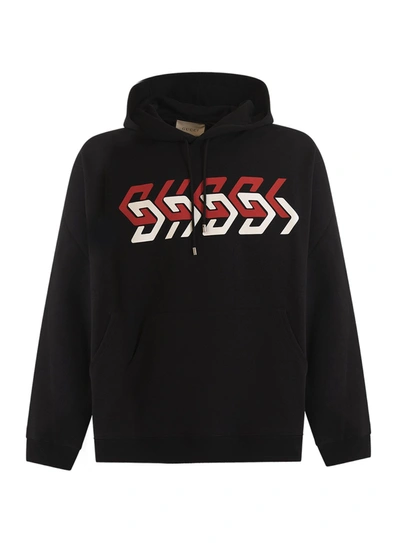 Shop Gucci Jersey Sweatshirt With Mirror Print In Nero