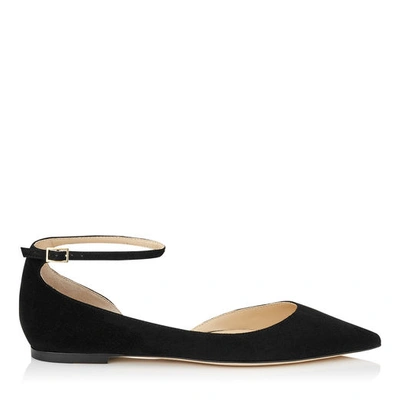 Jimmy Choo Lucy Flat Black Suede Pointy Toe Flats