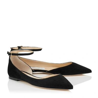 Shop Jimmy Choo Lucy Flat Black Suede Pointy Toe Flats