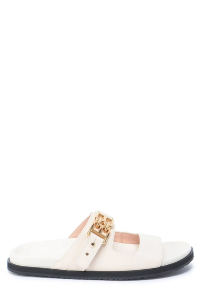 Shop Bally Logo Plaque Strapped Slides In White