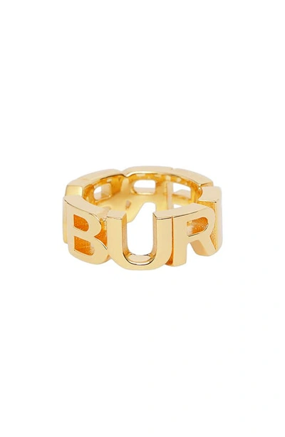 Shop Burberry Logo Ring In Light Gold