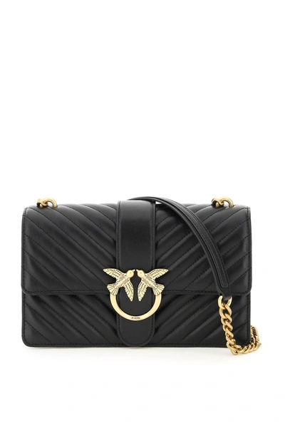 Shop Pinko Love Classic Icon V Quilt Bag In Black