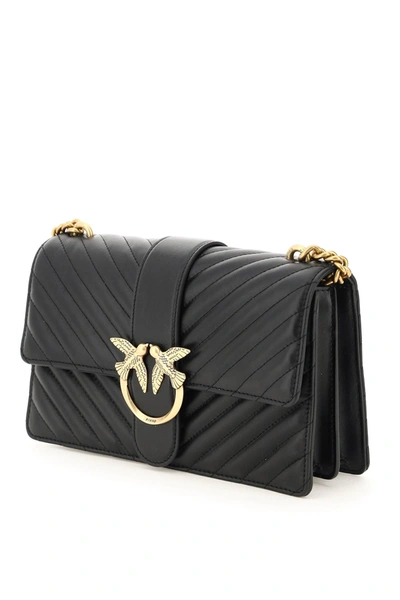 Shop Pinko Love Classic Icon V Quilt Bag In Black