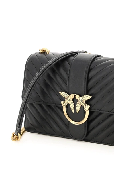 Shop Pinko Love Classic Icon V Quilt Bag In Black