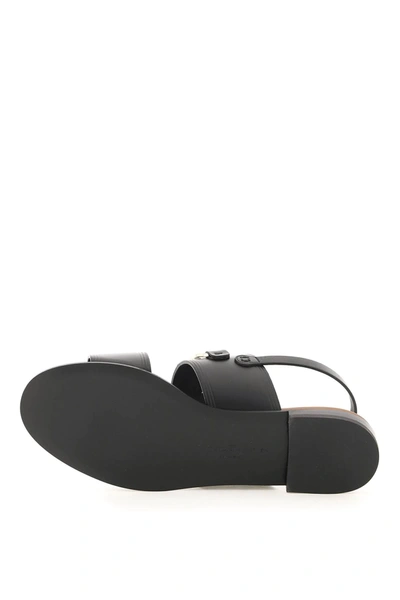 Shop Ferragamo Leather Gancini Sandals In Black