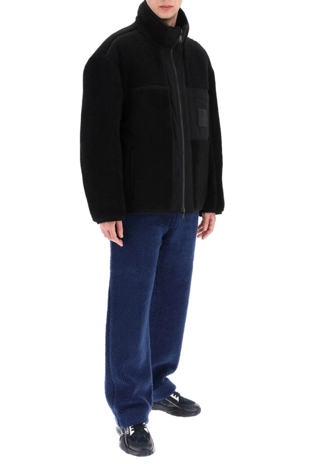 Wool Silk Teddy Reversible Jacket In Black