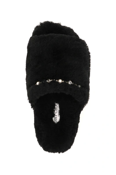 Shop Jimmy Choo Acinda Shearling Slippers In Black