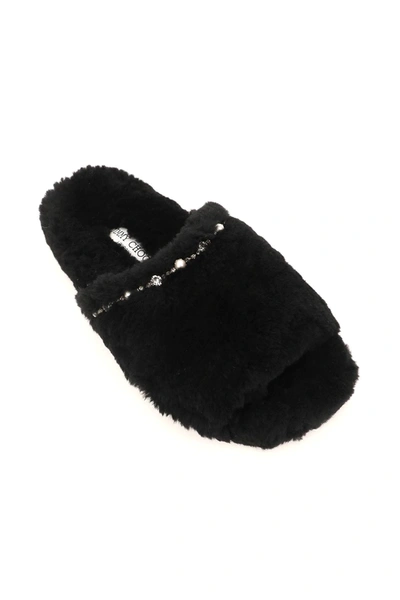 Shop Jimmy Choo Acinda Shearling Slippers In Black