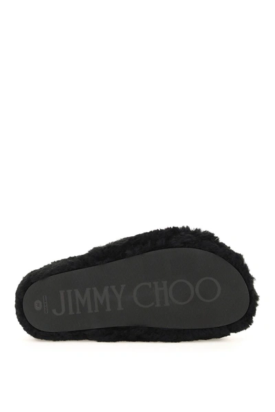 Shop Jimmy Choo Acinda Shearling Slippers In Black