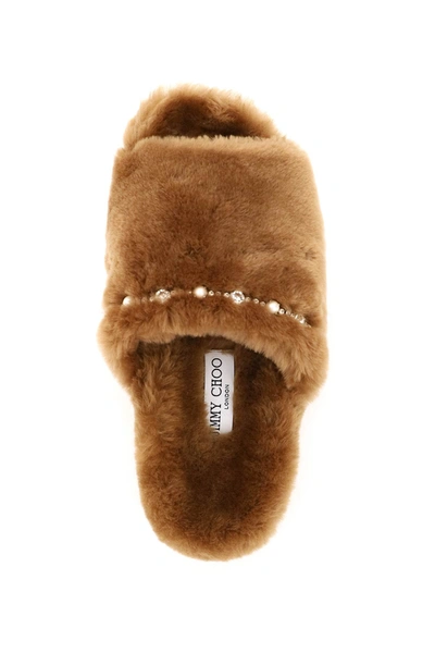 Shop Jimmy Choo Acinda Shearling Slippers In Brown