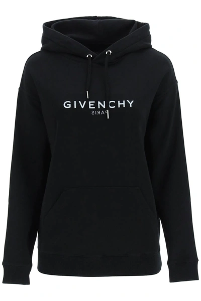 Shop Givenchy Reverse Logo Hoodie In Black