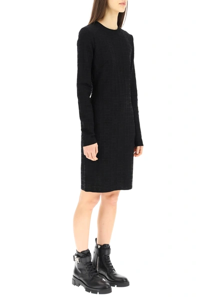 Shop Givenchy 4g Jacquard Knit Dress In Black