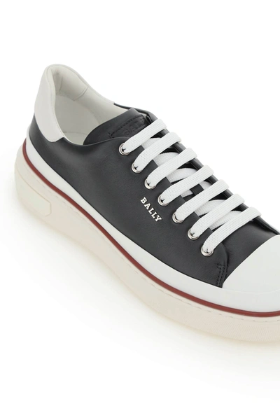 Shop Bally Maily Leather Sneakers In Black
