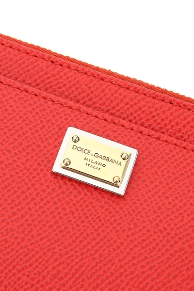Shop Dolce & Gabbana Card Holder Pouch In Dauphine Calfskin In Red
