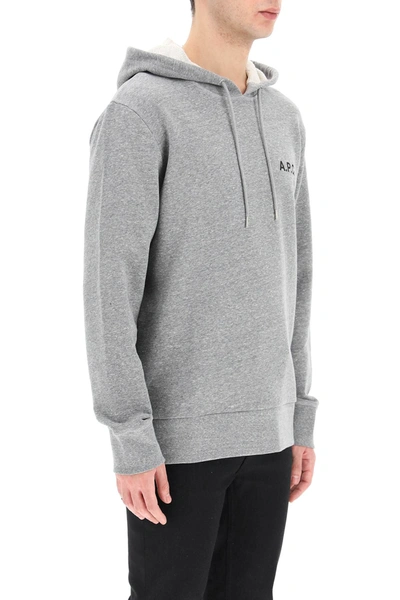Shop Apc Leonardo Logo Hoodie In Grey