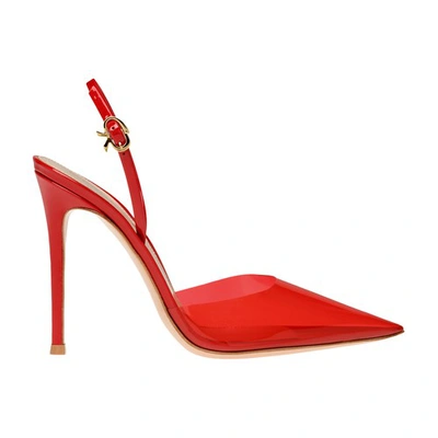 Shop Gianvito Rossi Ribbon D'orsay Sandals In Tabasco Red Tabasco Red