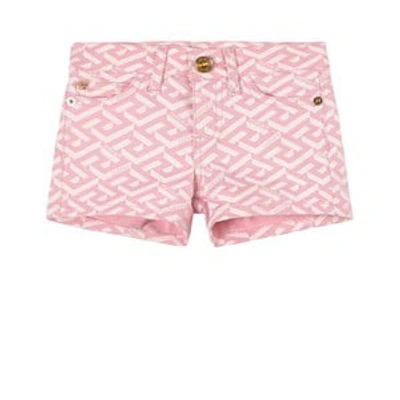 Shop Versace Pink La Greca Shorts