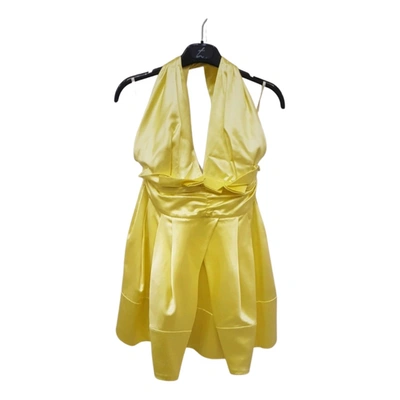 Pre-owned Roberto Cavalli Silk Mini Dress In Yellow
