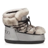 Jimmy Choo Mb Buzz Silver Reflective Fabric And White Shearling Moon Boot® In Silver/white