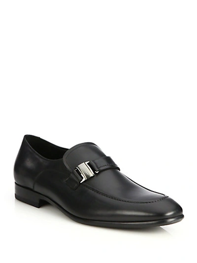 Ferragamo Mattia Leather Loafers In Black