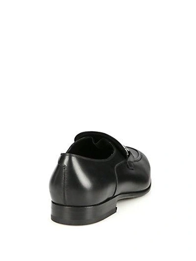 Shop Ferragamo Mattia Leather Loafers In Black