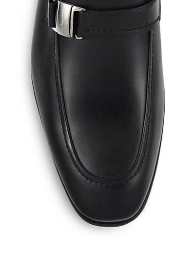 Shop Ferragamo Mattia Leather Loafers In Black