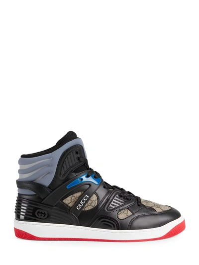 Shop Gucci Basket High-top Sneakers In Black